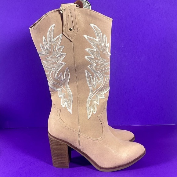 MIA Women's Powder Pink Taley Mid-Calf Western Boots Shoe Size 7 - Picture 1 of 9